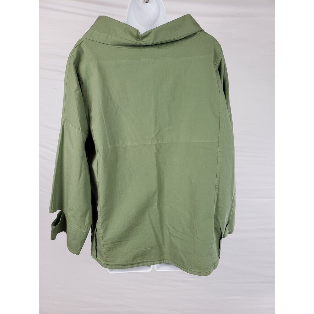 Luukaa Jacket Sz 5 Long sleeve Green W Side Zipper Asymmetrical Collared Relaxed - Picture 2 of 7